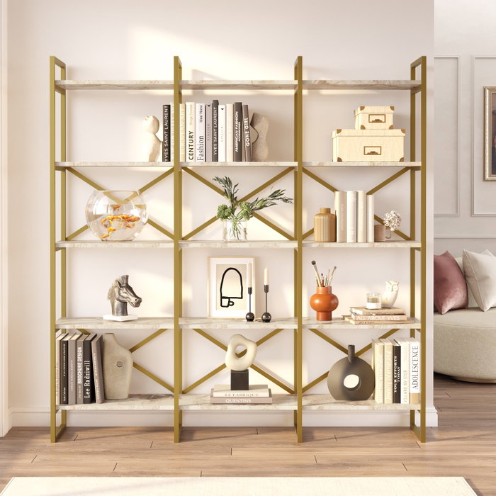 Hanah Home Vg6-Ge Estantería de Mármol Blanco y Dorado Hanah Home Vg6-Ge Estantería de Mármol Blanco y Dorado
